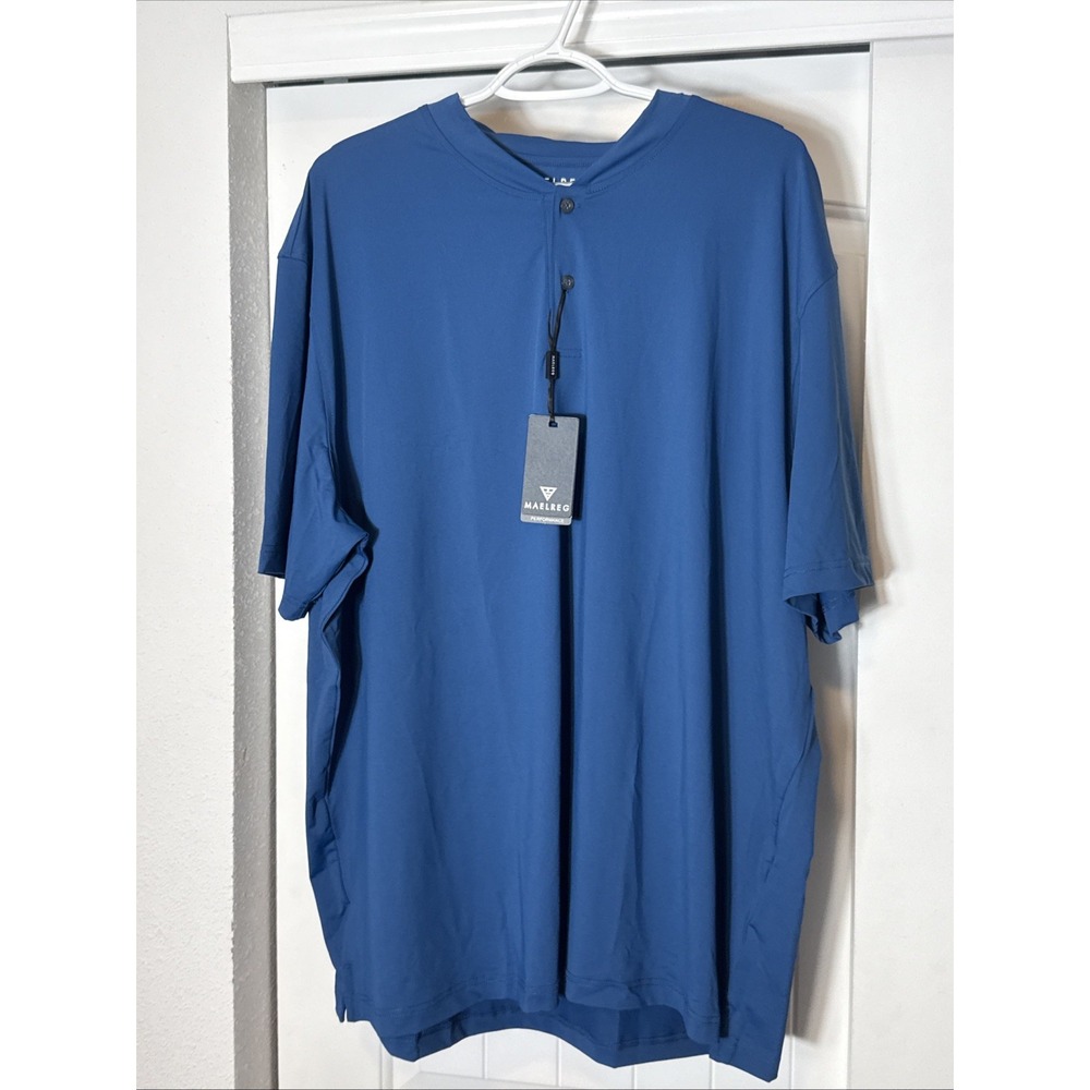 NWT Maelreg Performance Polo  SS Golf Shirt,  Blue, 3XL Blade Collar